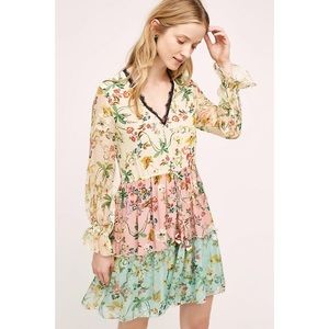 (NWT) Anthropologie Wild Rose Silk Dress, M, $268!